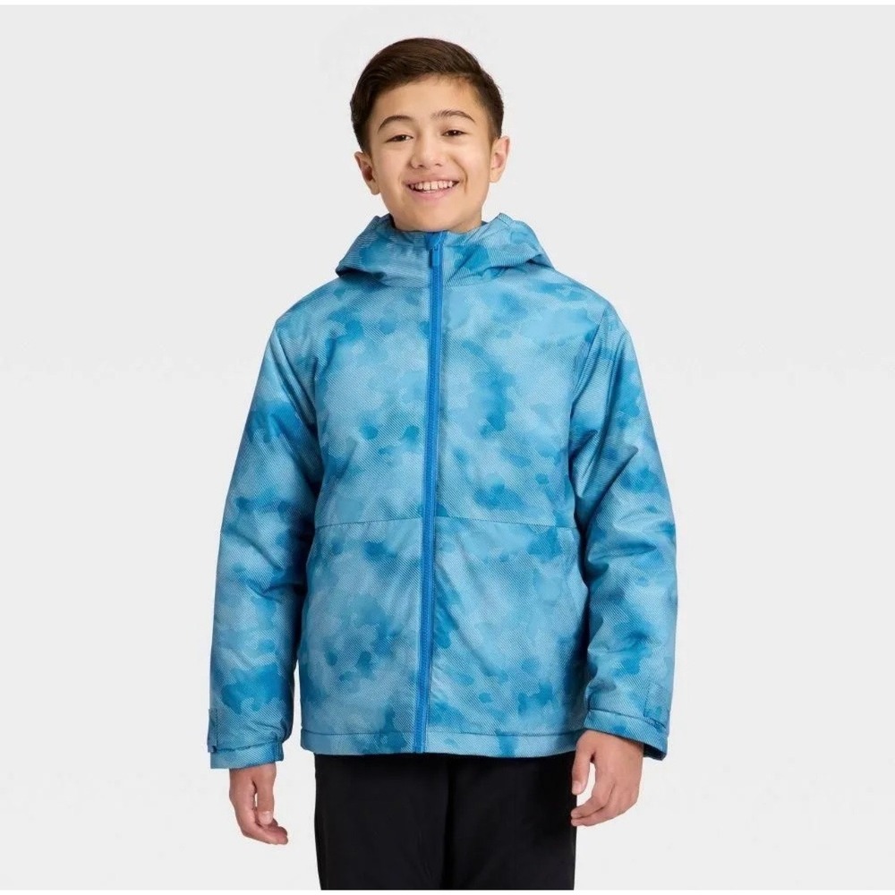 All in Motion Boys XL 14 Blue Camo Stripe 3-in-1 Hooded Winter Jacket